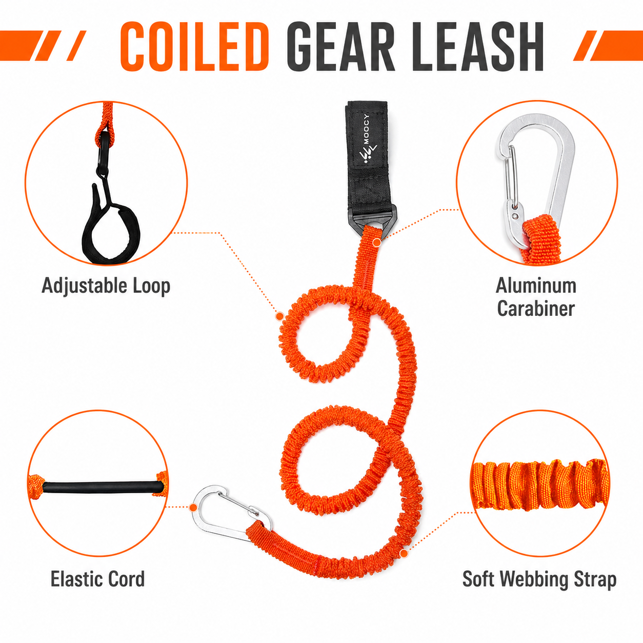 Coiled Paddle Leash Orange Kay - Fishing Kayak Paddle Leash incelemesi ve fiyatı