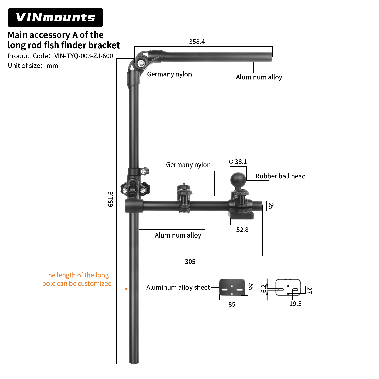 VIN Mounts Universal Sonar Fis - Fishing Kayak Fish Finder Mount incelemesi ve fiyatı